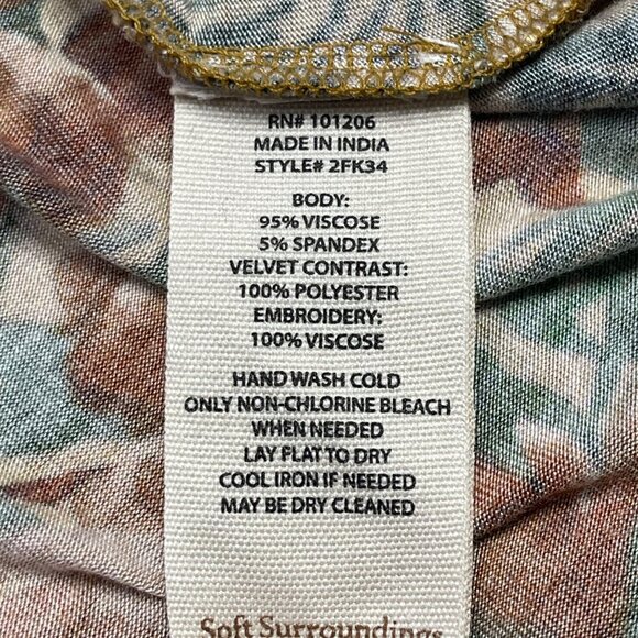 Soft Surroundings Miranda Mixte Tunic Top‎ Women's XL Viscose Embroidered Gold - Picture 7 of 11